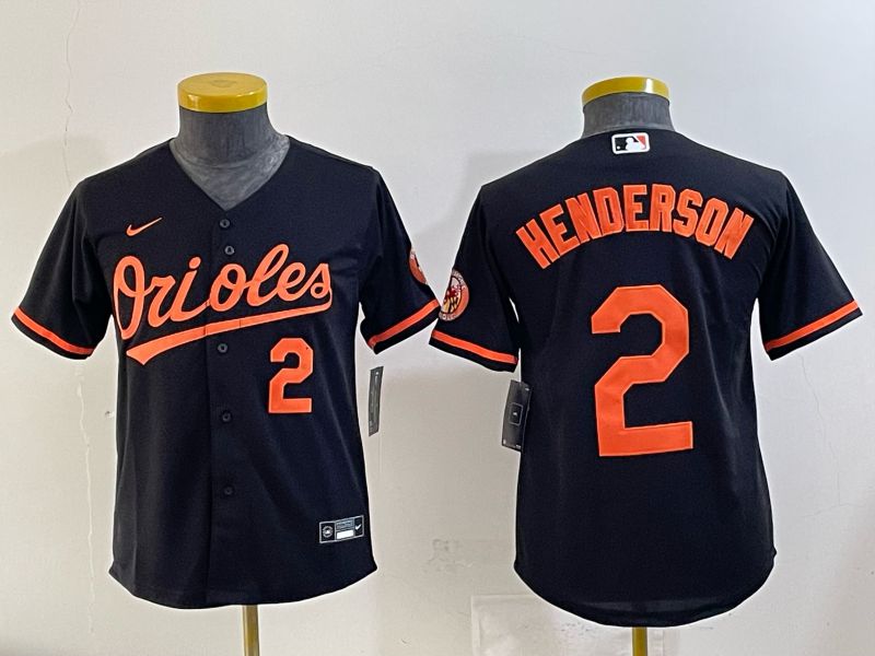 Youth 2025 Baltimore Orioles #2 Henderson Black Nike MLB Jersey 02->youth mlb jersey->Youth Jersey